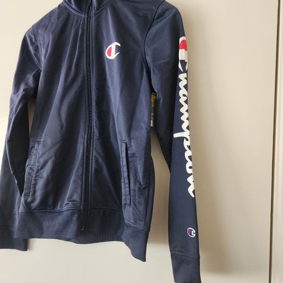 Champion Logo Track Jacket Gray with Logo Big Kids Boy's Size XL - Picture 2 of 6